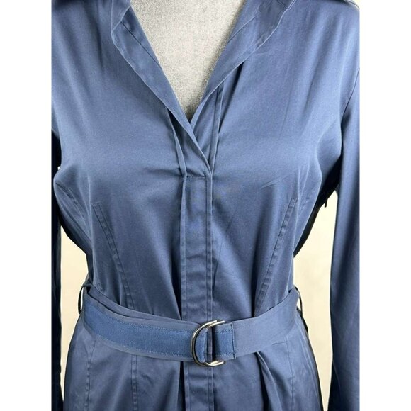 Hugo Boss Women's Size 8 Blue Dashina Belted Long Sleeve Shirt Dress - Picture 16 of 16
